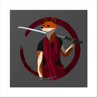 Kitsune with Sword Posters and Art